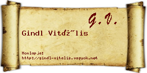 Gindl Vitális névjegykártya